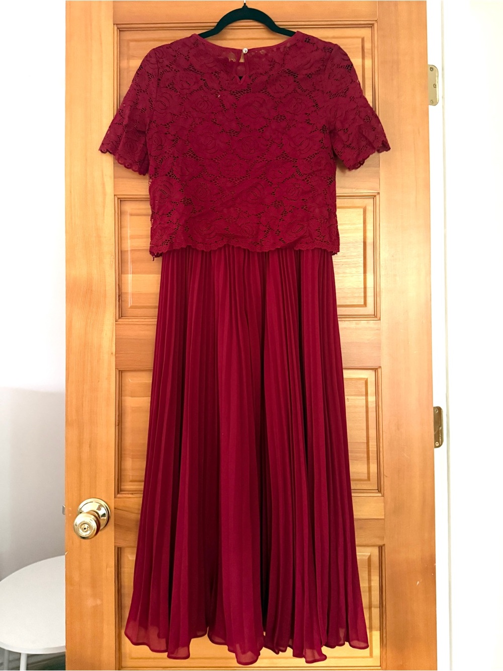 Roman Wine Lace Overlay Pleated Midi Dress UK 10 US 6 Wedding Guest